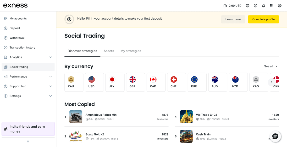 Exness social trading